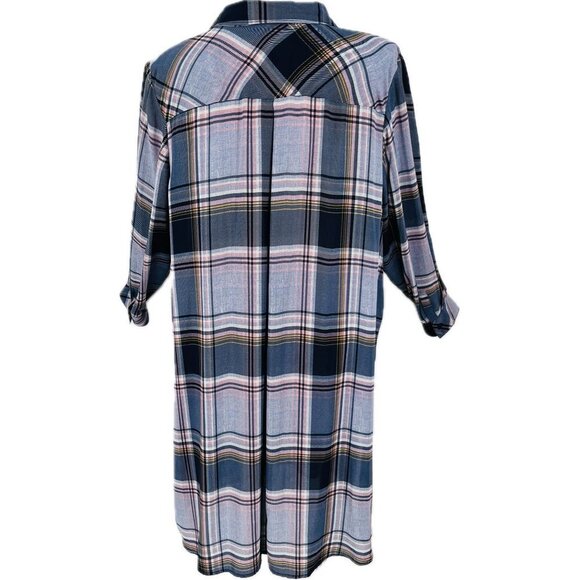 Catherines Tunic Dress Women's Size 2X Plaid Button Front Collared Midi Length - Picture 10 of 12